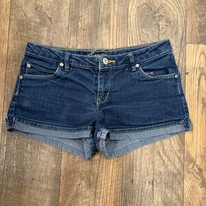 Levi's Girls Denim Shorts Dark Wash Cuffed Pockets Button  Size 16 low rise